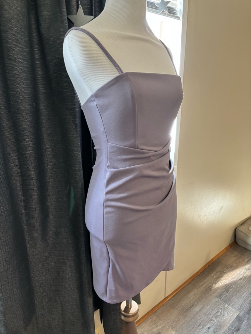 Windsor Lavender Spaghetti-Strap Ruched Mini Dress - Picture 2 of 6